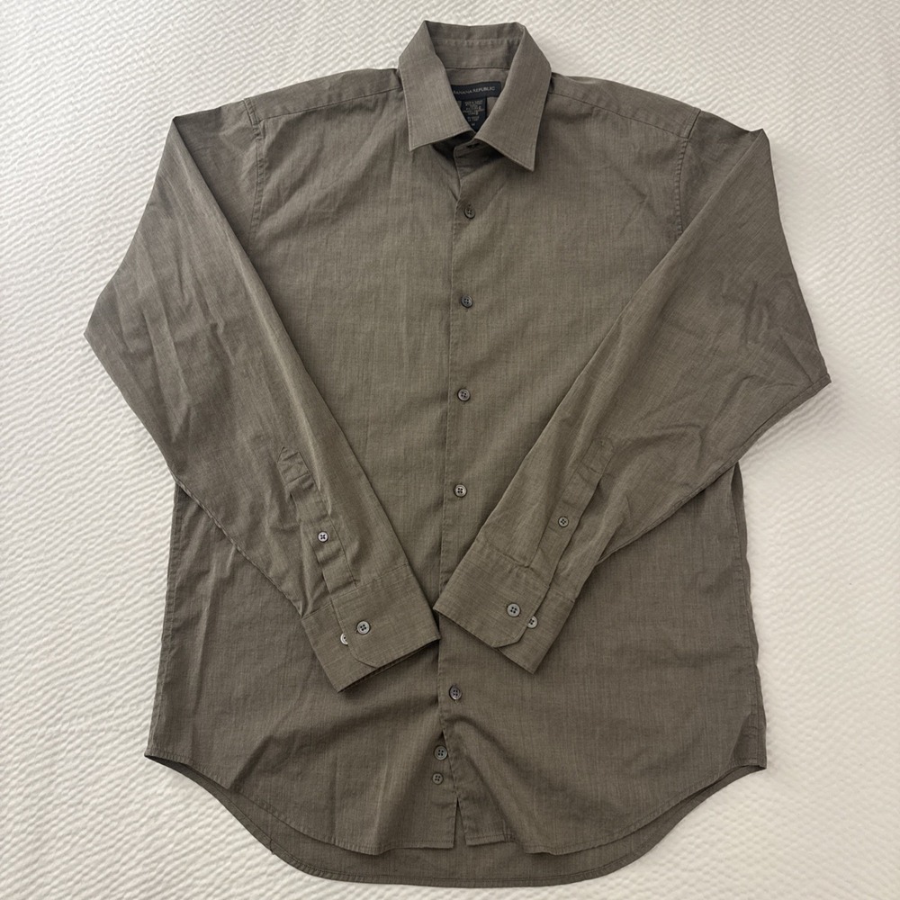 Banana Republic Mens Medium Beige Casual Button Up Dress Shirt